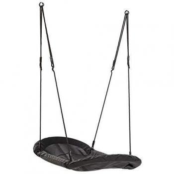 Aire de jeux avec nid d'oiseau Grandoh, corde noire en polypropylène et assise en bois