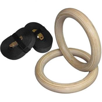 Anneaux de fitness en bois 28/32mm avec sangles adaptables