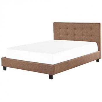 Beliani Modern Fabric Waterbed Frame – EU 6ft Brown Tufted La Rochelle Super King