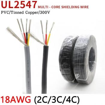 18AWG UL2547 Geschirmtes Kabel für Verstärker, 2 3 4 Kerne, PVC-Isolierung, verzinntes Kupfer