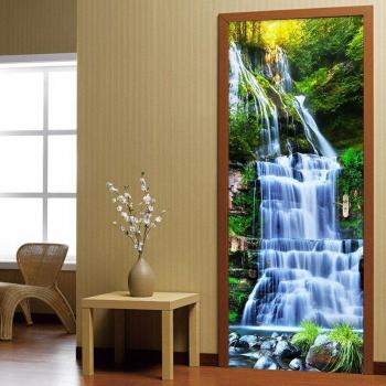 Waterfall 3D Door Wallpaper PVC Self-Adhesive Sticker
