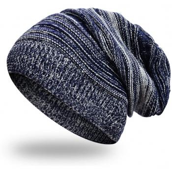 UPhitnis Dünne Strickmütze Unisex – Weiche Woll-Strich, Stretch & Slouchy, Outdoor Alltagsmütze, Blau 03, Einheitsgröße