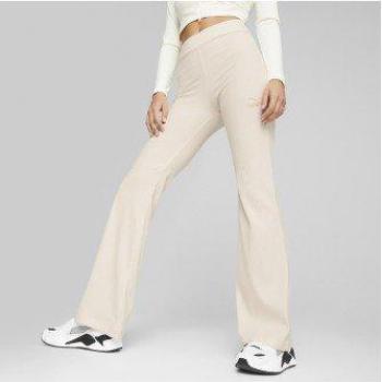 Leggings Ribbed Flare beige para mujer de Puma, estilo clásico con campana