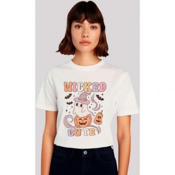 F4NT4STIC „Retro Halloween Wicked Cute“ – Damen‑Tee XXL, weiße Baumwolle