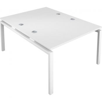 TC Group Telescopic Sliding 8 Person White Bench 1200 x 800 with Cable Port