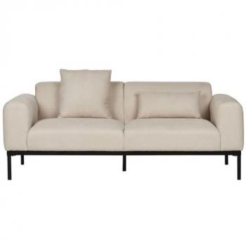 BELIANI Malmos Light Beige 2-Seater Sofa with Black Legs in Faux Linen