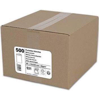 Boîte de pochettes B5 blanches 500 90 g/m²