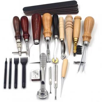 18-Piece Leatherworking Tools for Stitching and Carving