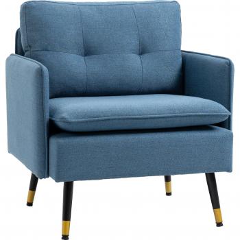 HOMCOM Dark Blue Accent Chair with Steel Legs