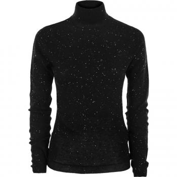 Fabiana Filippi Women's Turtleneck Sweater with Micro Sequins in Black, Size 42