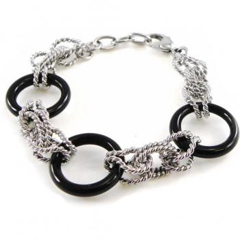 Bracelet acier noir argenté “Chorégraphie” – Édition H6243