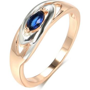 Anillo de mujer en oro rosa 585 con piedra azul, sortija elegante y misteriosa