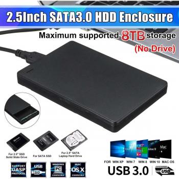 2.5 Inch USB 3.0 SATA HDD SSD Case with LED, 6 Gbps Transfer Speed, 8TB Compatible for Windows and Mac
