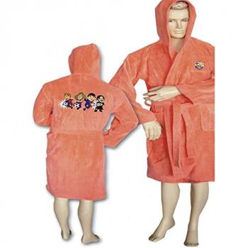 Bain-Toons Kids FC Barcelone – Peignoir en velours orange, 100 % coton