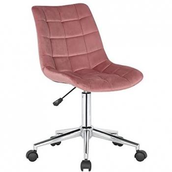 Bureau Chic Medford : Chaise Pivotante en Velours Rose, Roulotte 