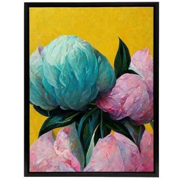 Floral Bouquet Peony Print – Framed Canvas, 24 by 32 inches