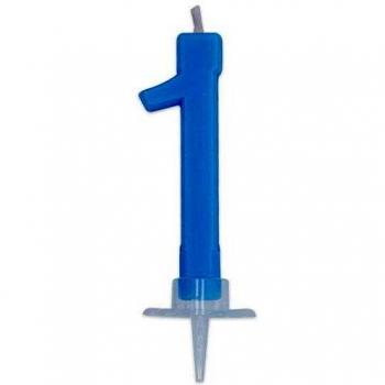 CANDELA SAGOMATA NUMERO 1 CELESTE CM. 7