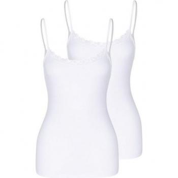 Nina von C. Cosy Unterhemd Duo – Spar‑Set, 2 Stück, Spaghetti Top Spitze Dekolleté, Weiß, Größe 40