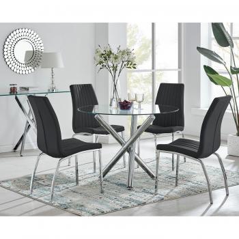 FurnitureboxUK Selina Round Dining Table & Isco Chairs Set