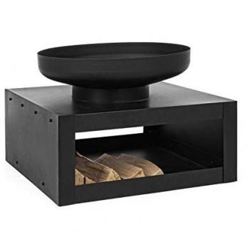Braciere da Giardino Efesto con Porta Legna Nero 70x38H