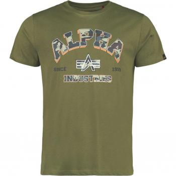 Alpha Industries T‑Shirt Manches Courtes College Camouflage Vert XL