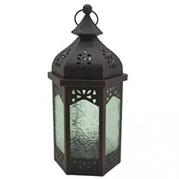 Lanterne décorative en métal et verre pour balcon 32x16x14 couleur verte et noire