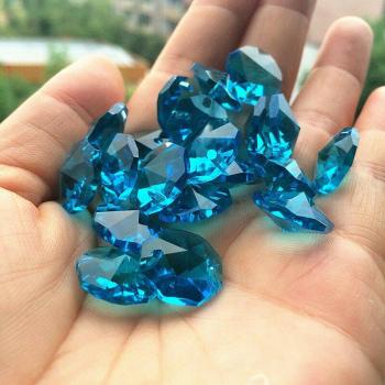 Lustre en Cristal Bleu Ciel avec Perles Octogonales 14MM