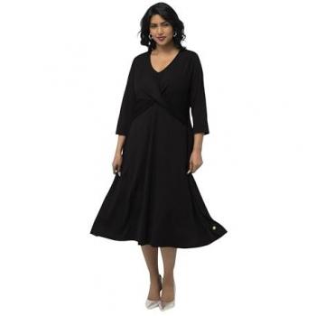 Ulla Popken Damenkleid, Jerseykleid mit Drapierung, 3/4-Ärmel