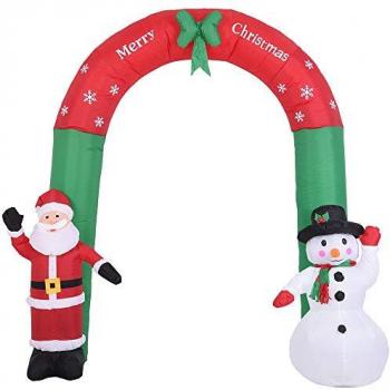 Arco Natalizio Gonfiabile con Babbo Natale e Pupazzo di Neve 250x200cm
