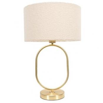 Antonia Drum Shade Table Lamp in Cream Boucle with Gold Base