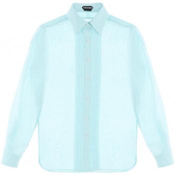 Tom Ford Semi-Transparent Charmeuse Shirt | Size 40 | Color Blue
