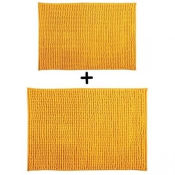 Pack de 2 Tapis de bain Microfibre Chenille Safran 40x60 et 60x90cm