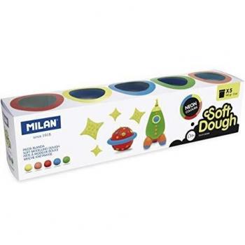 Pasta milan para modelar soft dough neon caja de 5 botes colores surtidos 142 g