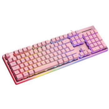 Gaming Keyboard Deltaco RGB Rosa