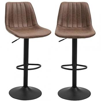 Set de 2 Taburetes de Bar con Reposapiés – Color Marrón Retró