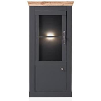 Lomadox Vitrinenschrank CESENA-61 anthrazit Wotan Eiche Nb