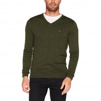 TOM TAILOR Herren V-Neck Pullover, Algal Green, Größe S