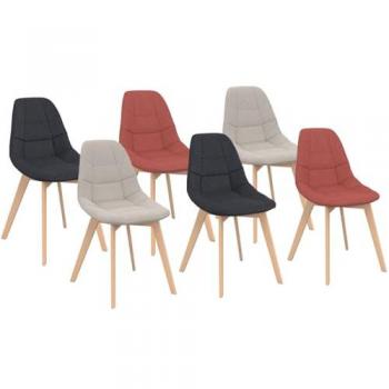 Gaby Set Sedia Scandinava 6 – Colori Misti (Grigio, Terra, Beccheggio)