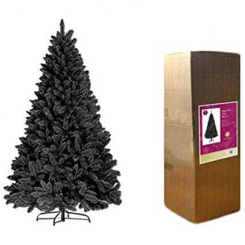 5FT Deluxe Black Imperial Pine Hinged Artificial Christmas Tree with Metal Stand