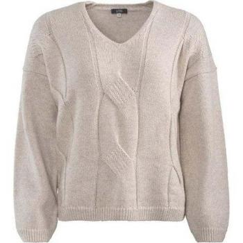 Damenpullover Neele mit Zopfmuster von Living Crafts, stone powder, Gr. S