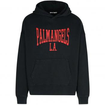 Palm Angels , Black Hoodie with College Print ,Black male, Sizes: M
