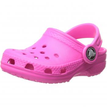 Zuecos infantiles Crocs, color rosa (neon magenta), talla 24-26