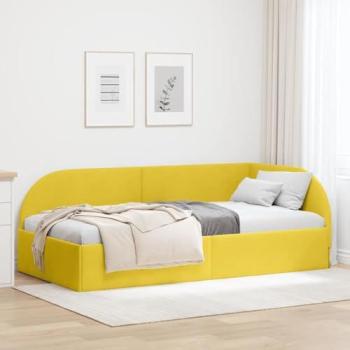 Tête de lit incluse dans cadre d’angle jaune en velours, 90 × 200 cm – VidaXL