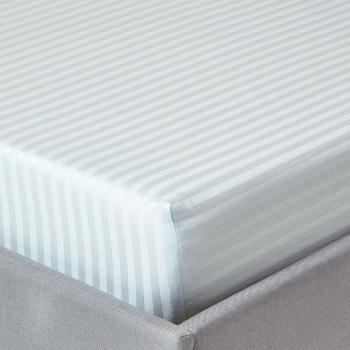 Drap-housse Bleu Rayé 150x200 cm en Coton Égyptien 330 Fils