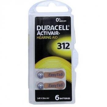 Batterien Duracell 312 für Hörgeräte, 6 Stück