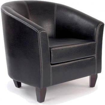 Contemporary High Back Tub Style Armchair with Leather Upholstery