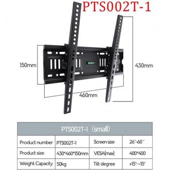 Beshi TV Steun Muurbeugel Verstelbaar voor 43''-75'', Max. 70kg, VESA 600x400