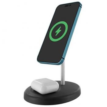 Base De Carga Inalámbrica Muvit 2 En 1 Con Soporte Magsafe Negro