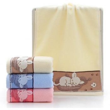 Adorable Sleeping Cat Terry Towel, Cotton Bath/Hand/Face Towel, 74x34cm, Available in Three Colors