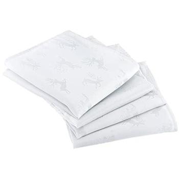 White Deer Holiday Napkins – 8 Pack, Metallic Design